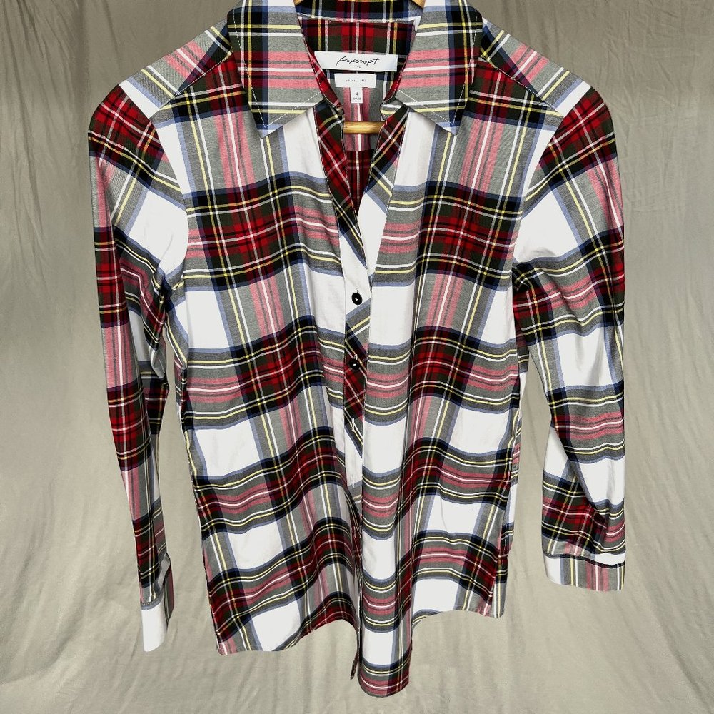 NWOT — Foxcroft classic plaid, button-down shirt, non-iron, wrinkle free, shaped